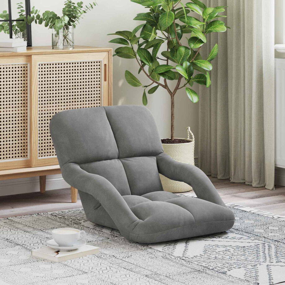vidaXL Verstelbare vlo stoelen Donkergrijs Fluweel vidaXL Verstelbare vlo stoelen Donkergrijs Fluweel afbeelding 1