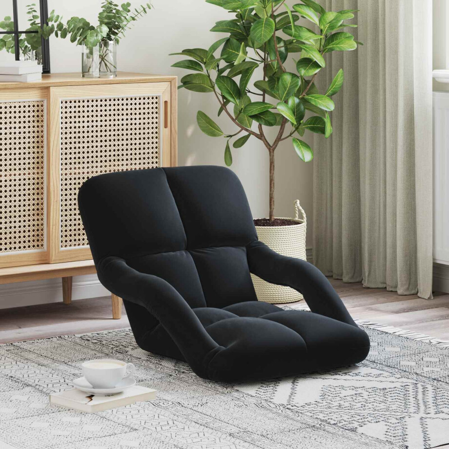 vidaXL Verstelbare vlo stoelen Zwart Fluweel vidaXL Verstelbare vlo stoelen Zwart Fluweel afbeelding 1