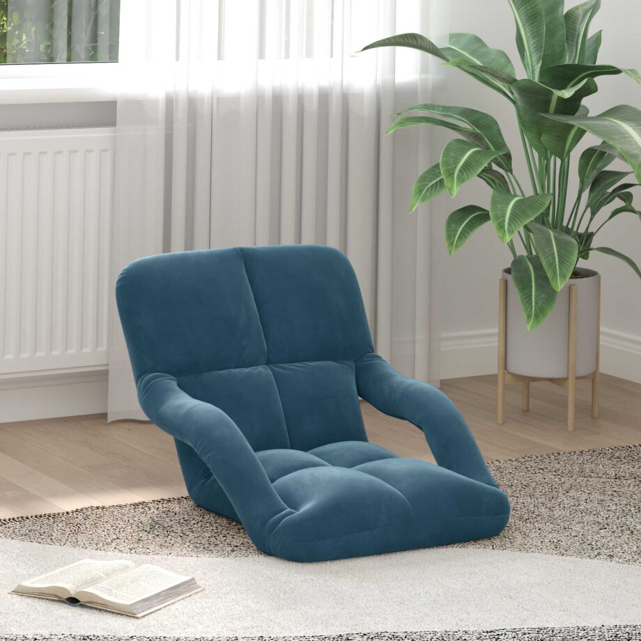vidaXL Verstelbare vlo stoelen Blauw Fluweel vidaXL Verstelbare vlo stoelen Blauw Fluweel afbeelding 1