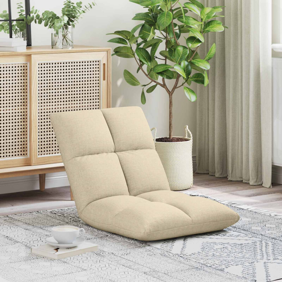 vidaXL Verstelbare vlo stoelen Crèmekleurig Stof afbeelding 1