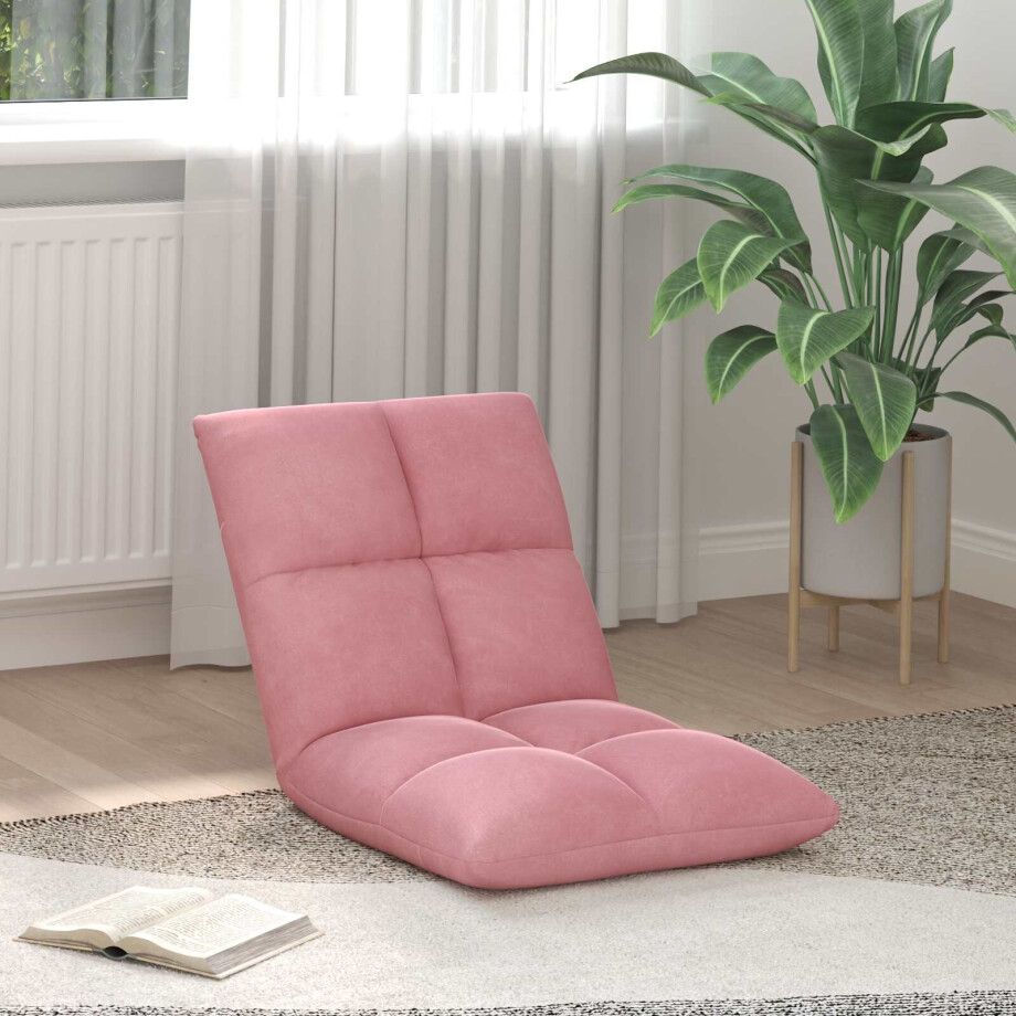 vidaXL Verstelbare vlo stoelen Roze Fluweel vidaXL Verstelbare vlo stoelen Roze Fluweel afbeelding 1