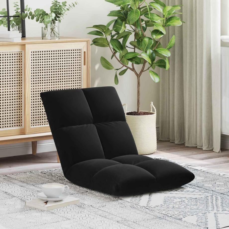 vidaXL Verstelbare vlo stoelen Zwart Fluweel vidaXL Verstelbare vlo stoelen Zwart Fluweel afbeelding 1