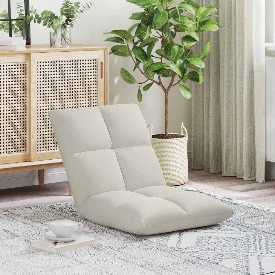 vidaXL Verstelbare vlo stoelen Crèmekleurig Fluweel vidaXL Verstelbare vlo stoelen Crèmekleurig Fluweel afbeelding 1