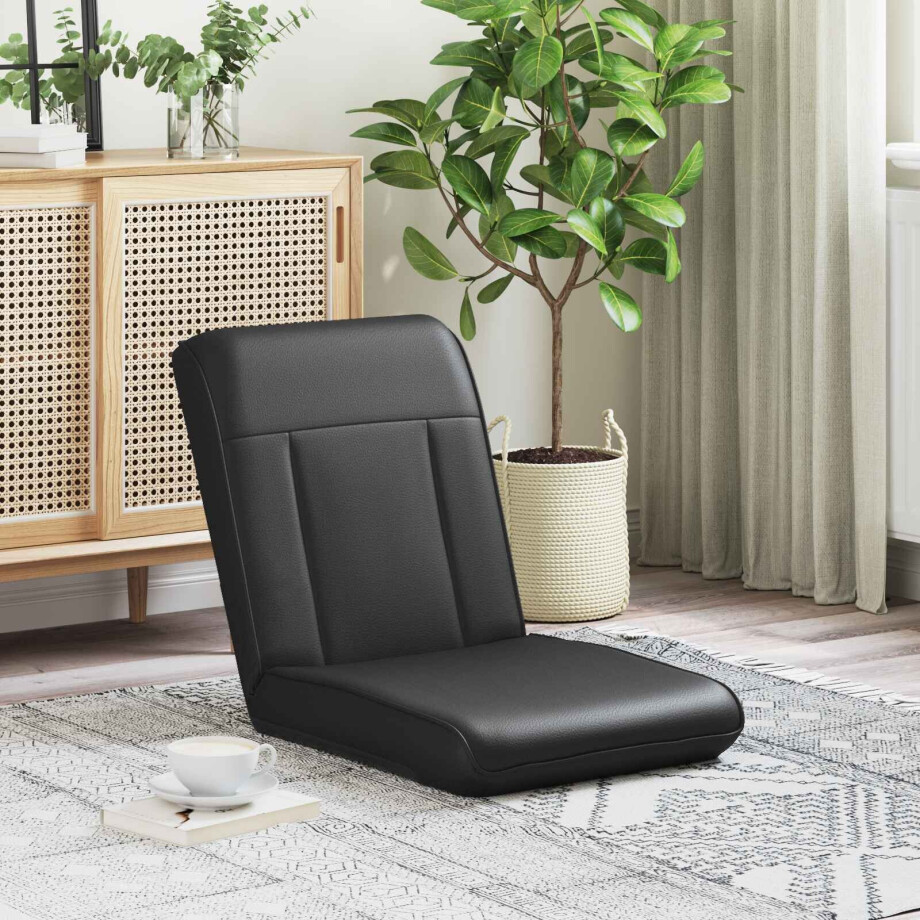 vidaXL Verstelbare vlo stoelen Zwart Kunstleer afbeelding 1