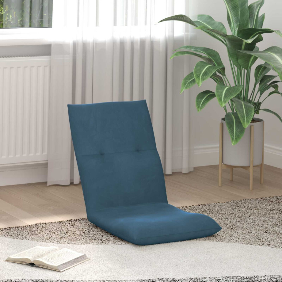 vidaXL Verstelbare vlo stoelen Blauw Fluweel vidaXL Verstelbare vlo stoelen Blauw Fluweel afbeelding 1