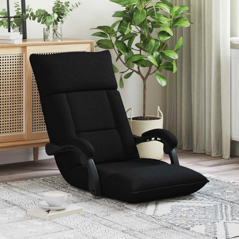 vidaXL Verstelbare vlo stoelen Zwart Stof vidaXL Verstelbare vlo stoelen Zwart Stof afbeelding 1