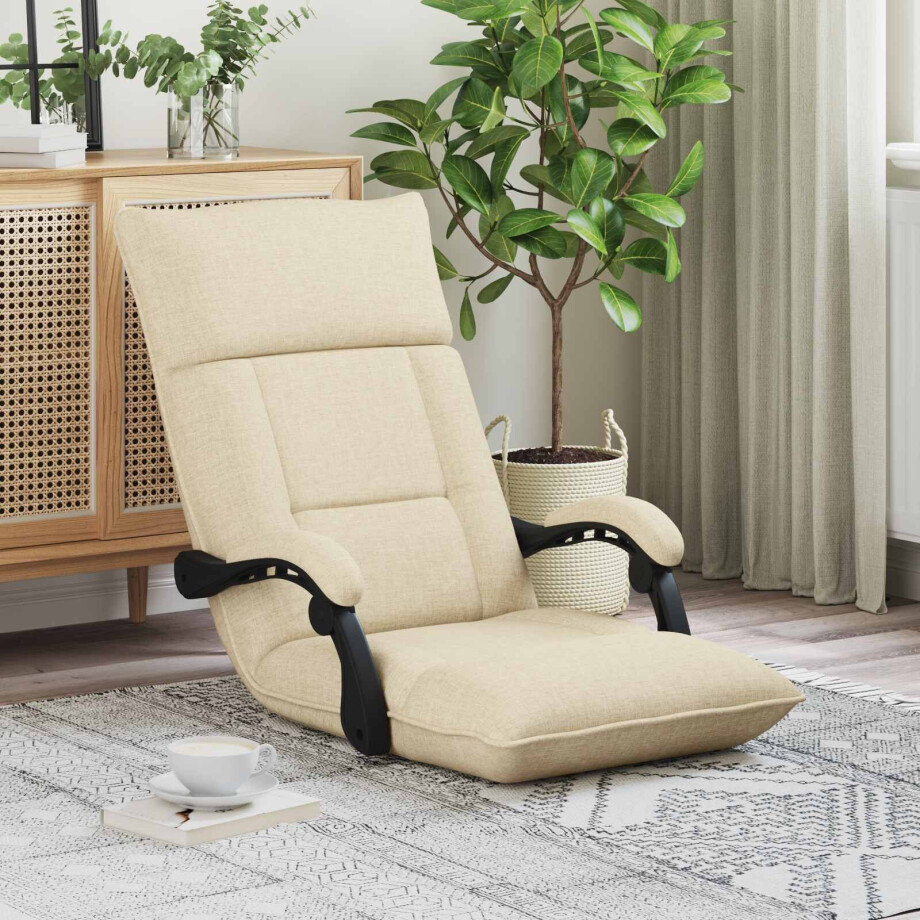 vidaXL Verstelbare vlo stoelen Crèmekleurig Stof afbeelding 1