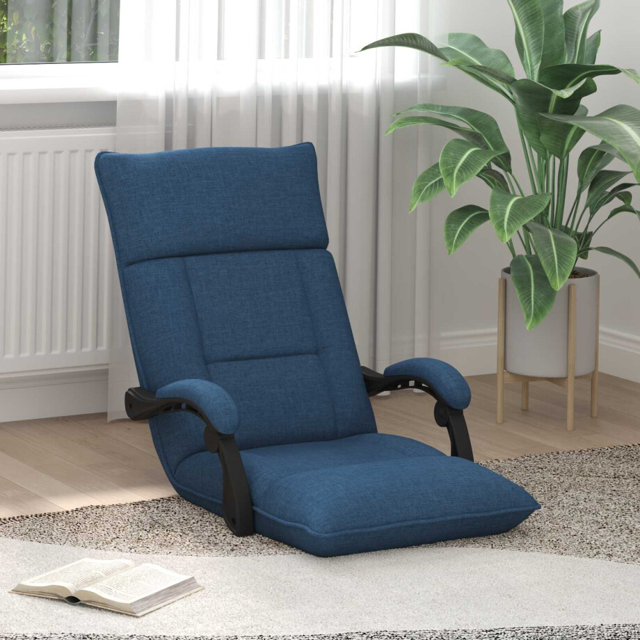 vidaXL Verstelbare vlo stoelen Blauw Stof vidaXL Verstelbare vlo stoelen Blauw Stof afbeelding 1