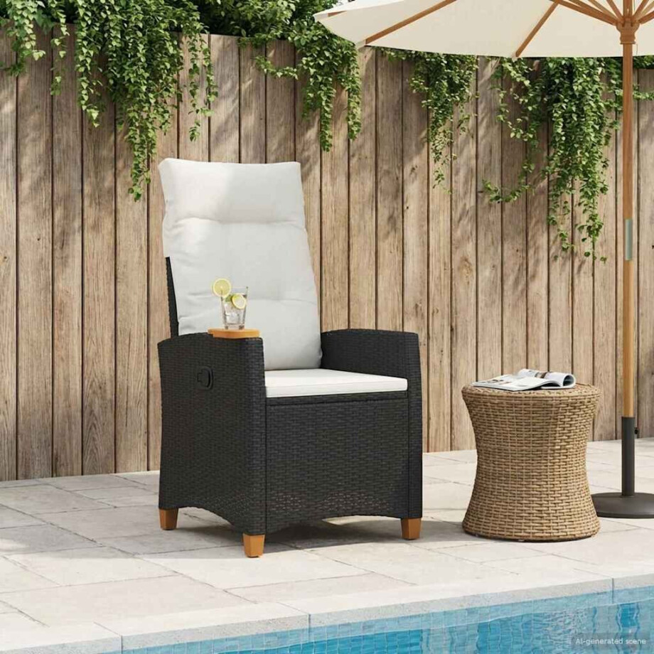 vidaXL Verstelbare stoel met theeplaat 62 x 64 x 112 cm poly rattan afbeelding 1