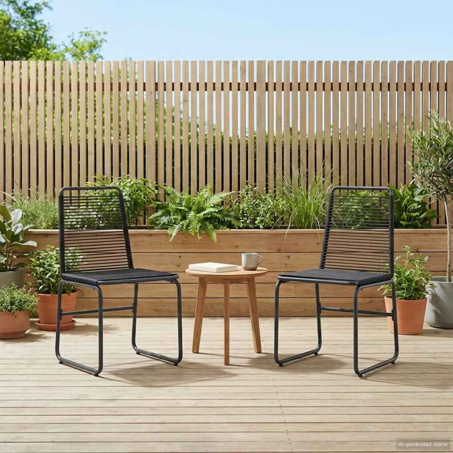 vidaXL Tuinstoelen 2 pcs Zwart 48 x 55 x 89,5 cm Rattan afbeelding 1