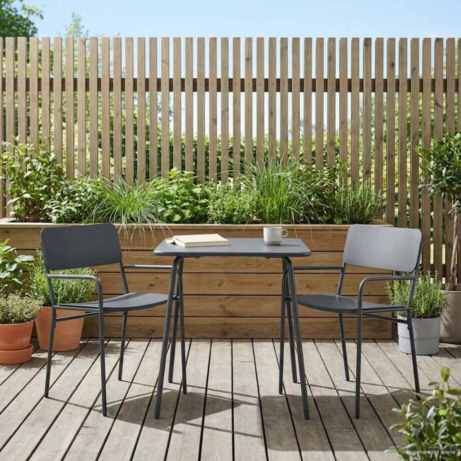 vidaXL Tuinstoelen 2 pcs Antraciet 51 x 55 x 81 cm Staal afbeelding 1