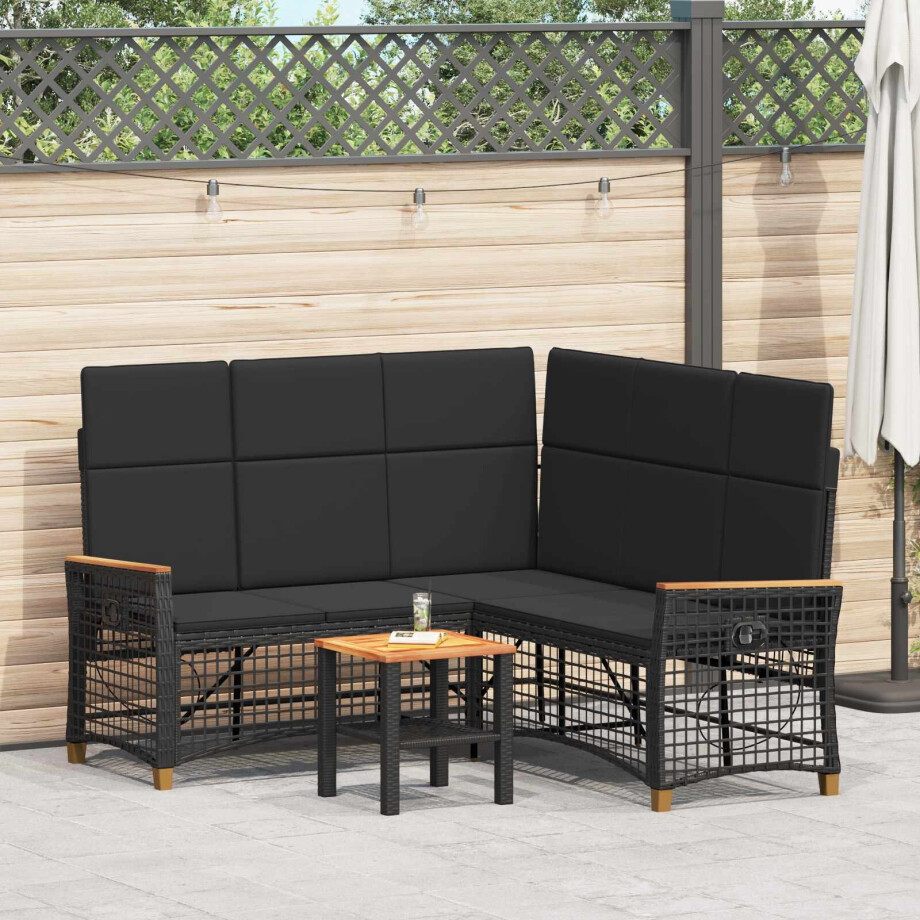 vidaXL Tuin ligbankset Zwart 164 x 164 x 112 cm Poly Rattan en Staal afbeelding 1