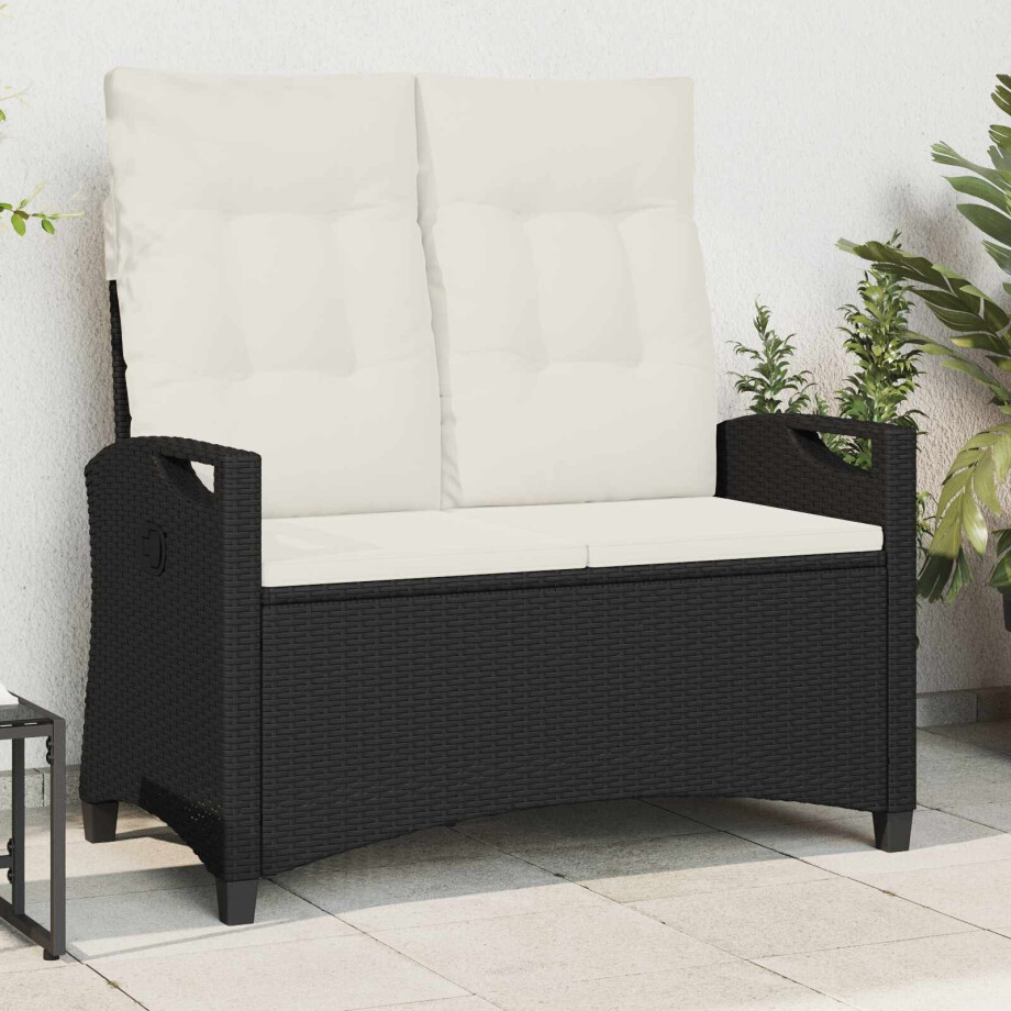 vidaXL Tuinbank Zwart en Crème 105 x 60 x 112 cm Staal en Polyester afbeelding 1