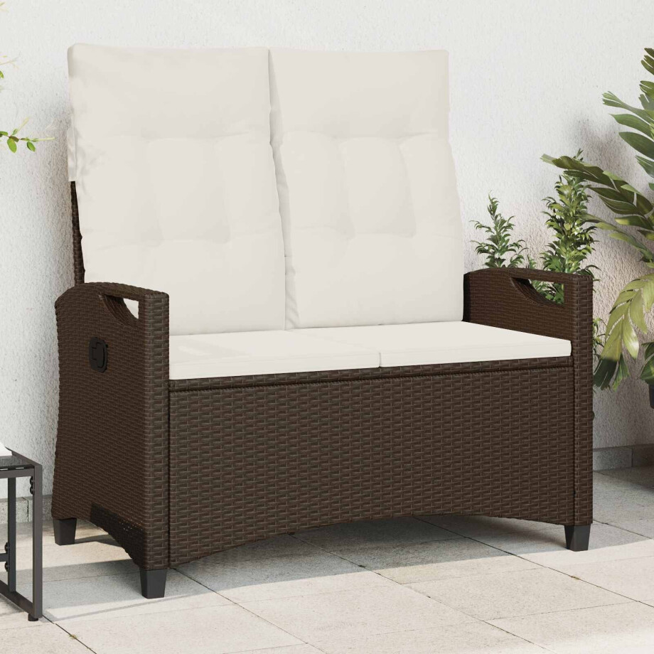vidaXL Tuinbank Bruin en Crème 105 x 60 x 112 cm Staal en Polyester afbeelding 1
