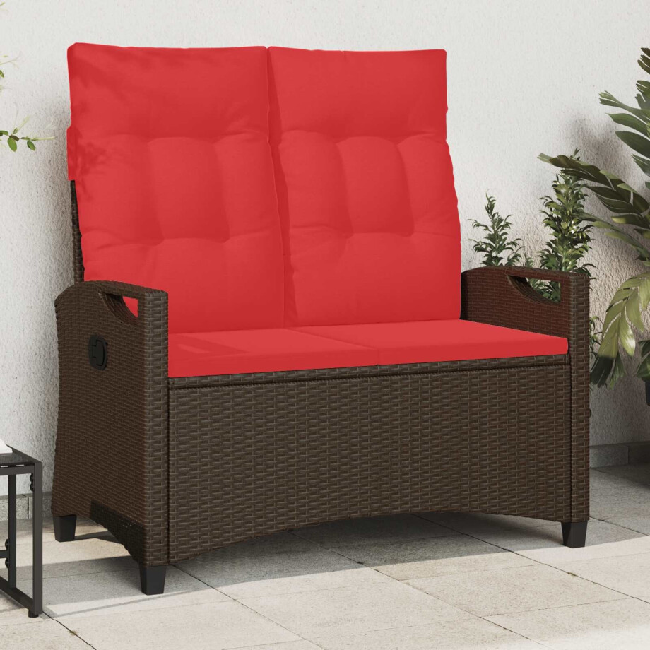 vidaXL Tuinbank Bruin en Rood 105 x 60 x 112 cm Staal en Polyester afbeelding 1