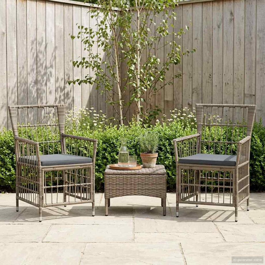 vidaXL Tuinstoelen 2 st Grijs PE rattan, Staal en Polyester Stof vidaXL Tuinstoelen 2 st Grijs PE rattan, Staal en Polyester Stof afbeelding 1