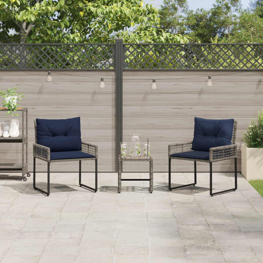 vidaXL Buitenmeubelset met kussen staal afbeelding 1