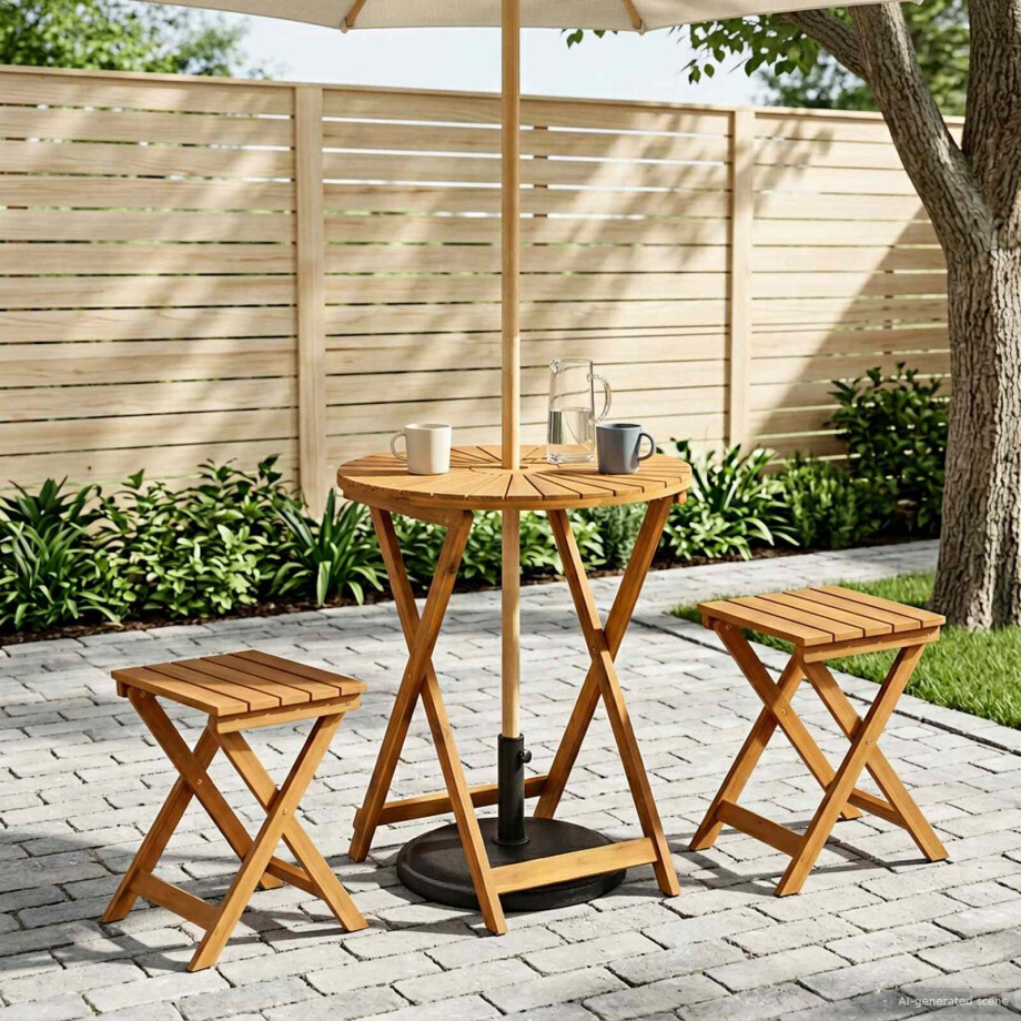 vidaXL Vouw Tuin Tafel Naturel Ø60 x 75 cm Massief Acaciahout vidaXL Vouw Tuin Tafel Naturel Ø60 x 75 cm Massief Acaciahout afbeelding 1