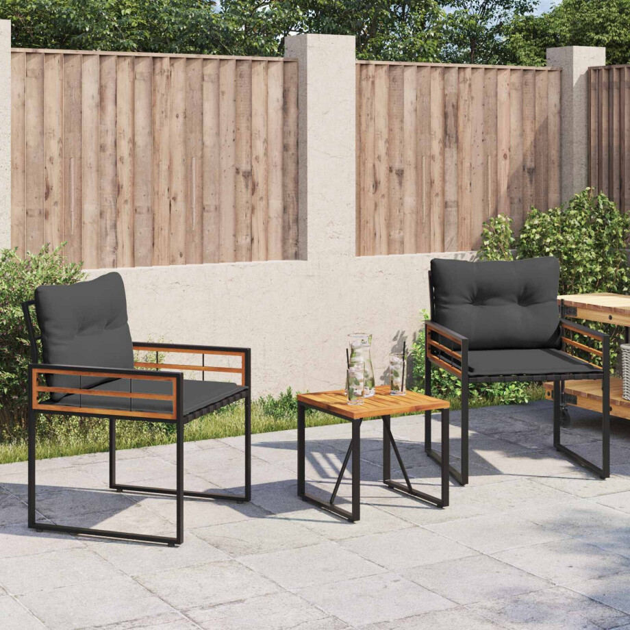 vidaXL Buitenmeubelset met kussen 3 pcs Middelgrijs afbeelding 1