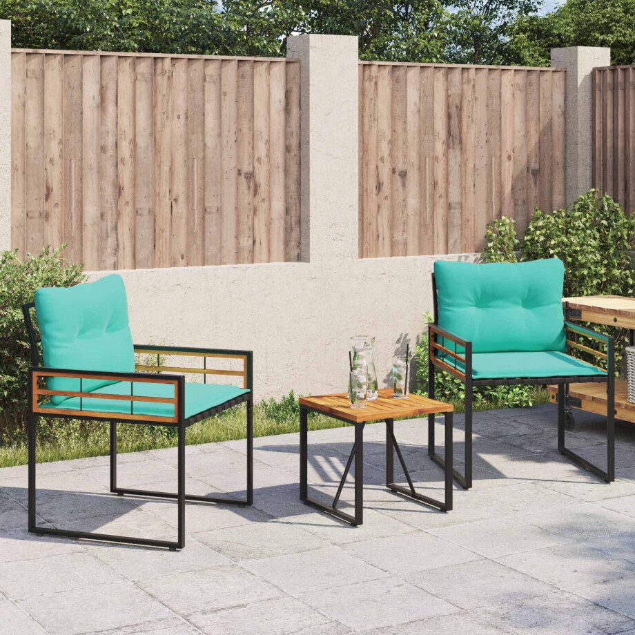 vidaXL Buitenmeubelset met kussen 3 pcs Turquoise afbeelding 1