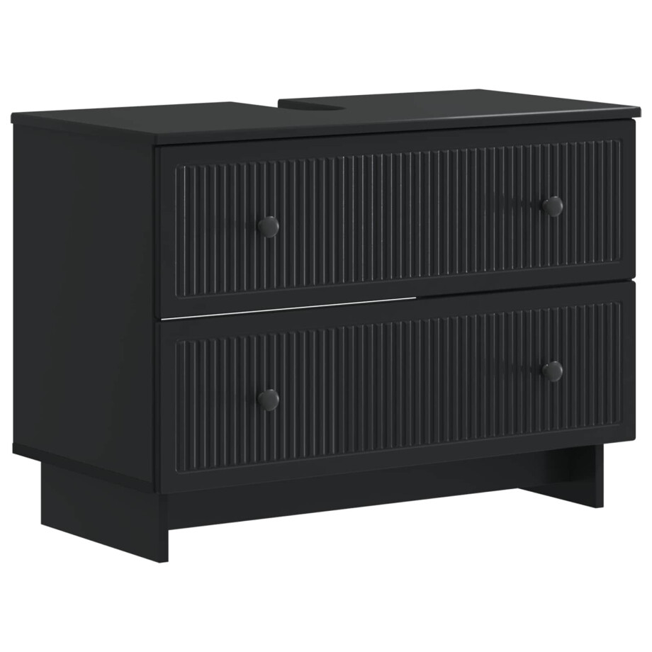 vidaXL Badkamer wastafelkast EDE Zwart 82 x 41 x 59 cm Bewerkt hout vidaXL Badkamer wastafelkast EDE Zwart 82 x 41 x 59 cm Bewerkt hout afbeelding 1