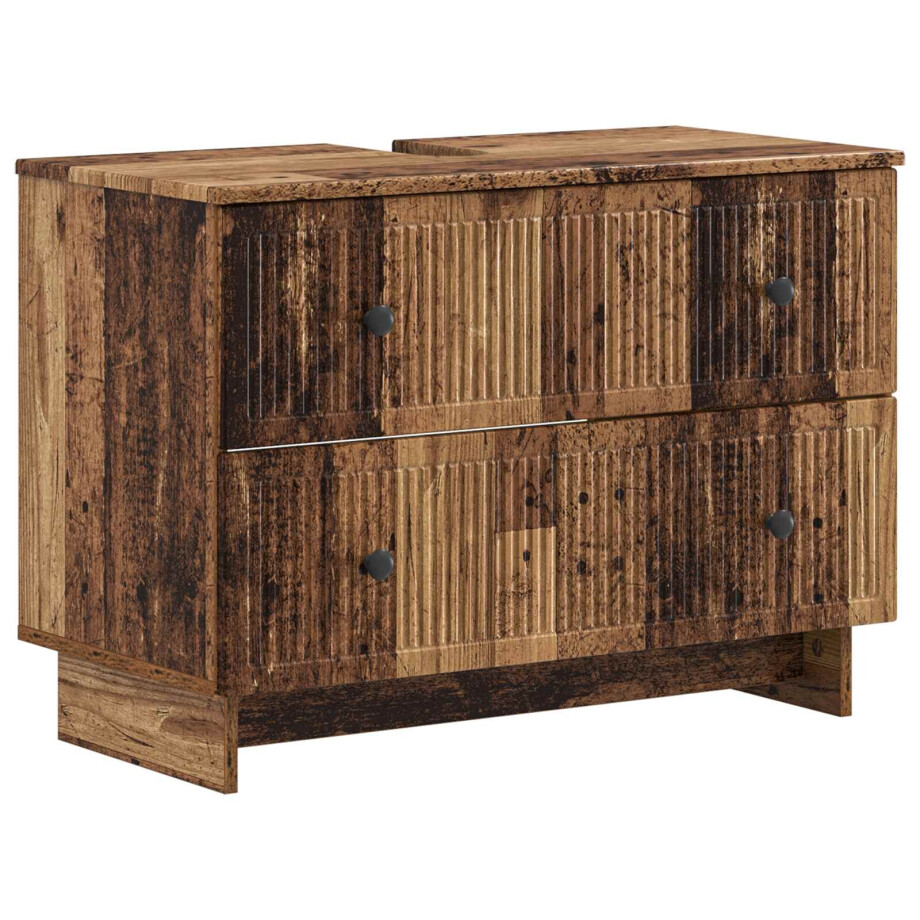 vidaXL Badkamer wastafelkast EDE Oud hout 82 x 41 x 59 cm Bewerkt hout vidaXL Badkamer wastafelkast EDE Oud hout 82 x 41 x 59 cm Bewerkt hout afbeelding 1