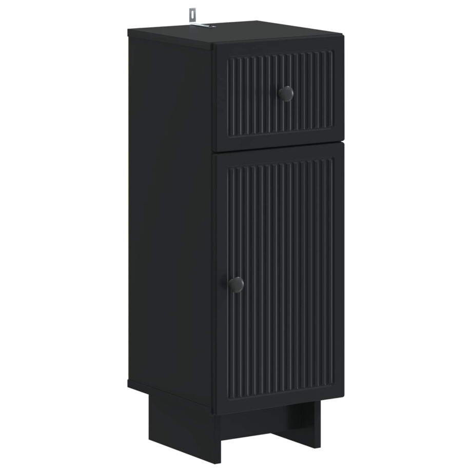 vidaXL Badkamer Opbergkast EDE Zwart 30 x 31 x 80 cm Bewerkt hout afbeelding 1