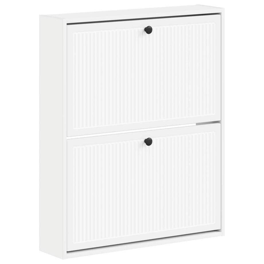 vidaXL Wandgemonteerde Schoenkast EDE 71 x 17 x 86 cm Bewerkt hout Wit afbeelding 1