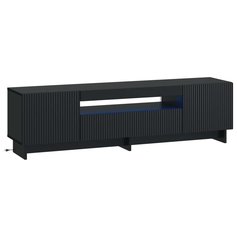vidaXL LED tv-meubel Zwart Bewerkt hout afbeelding 1