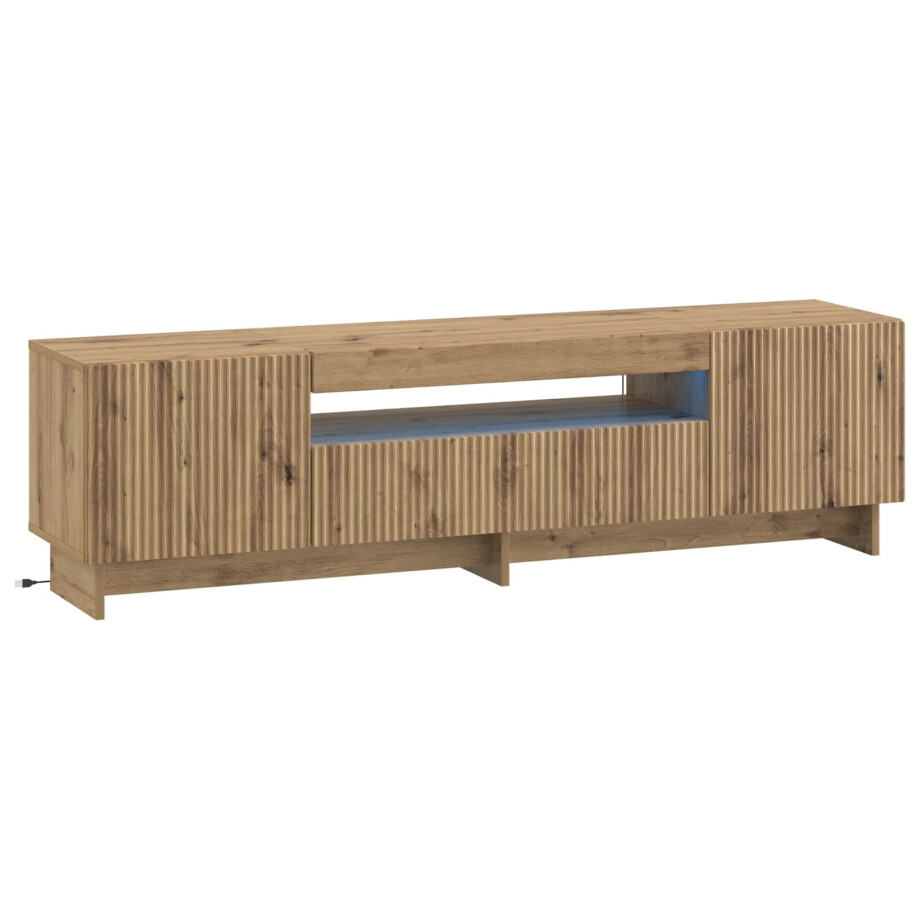 vidaXL LED tv-meubel Artisanaal eiken Bewerkt hout vidaXL LED tv-meubel Artisanaal eiken Bewerkt hout afbeelding 1