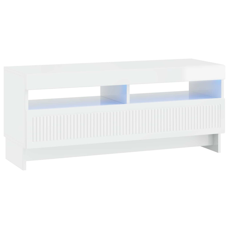 vidaXL LED tv-meubel Hoogglans Wit Bewerkt hout afbeelding 1