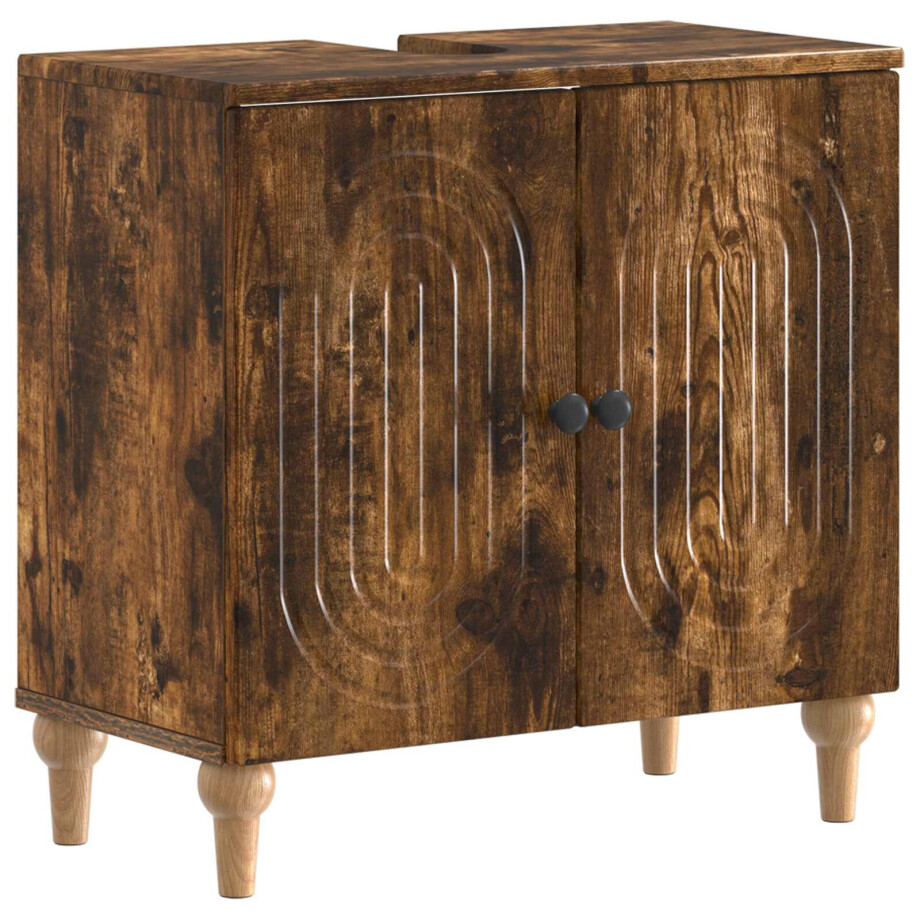 vidaXL Badkamer wastafelkast ALKMAAR Gerookt eiken 59,5 x 31,5 x 59 cm vidaXL Badkamer wastafelkast ALKMAAR Gerookt eiken 59,5 x 31,5 x 59 cm afbeelding 1