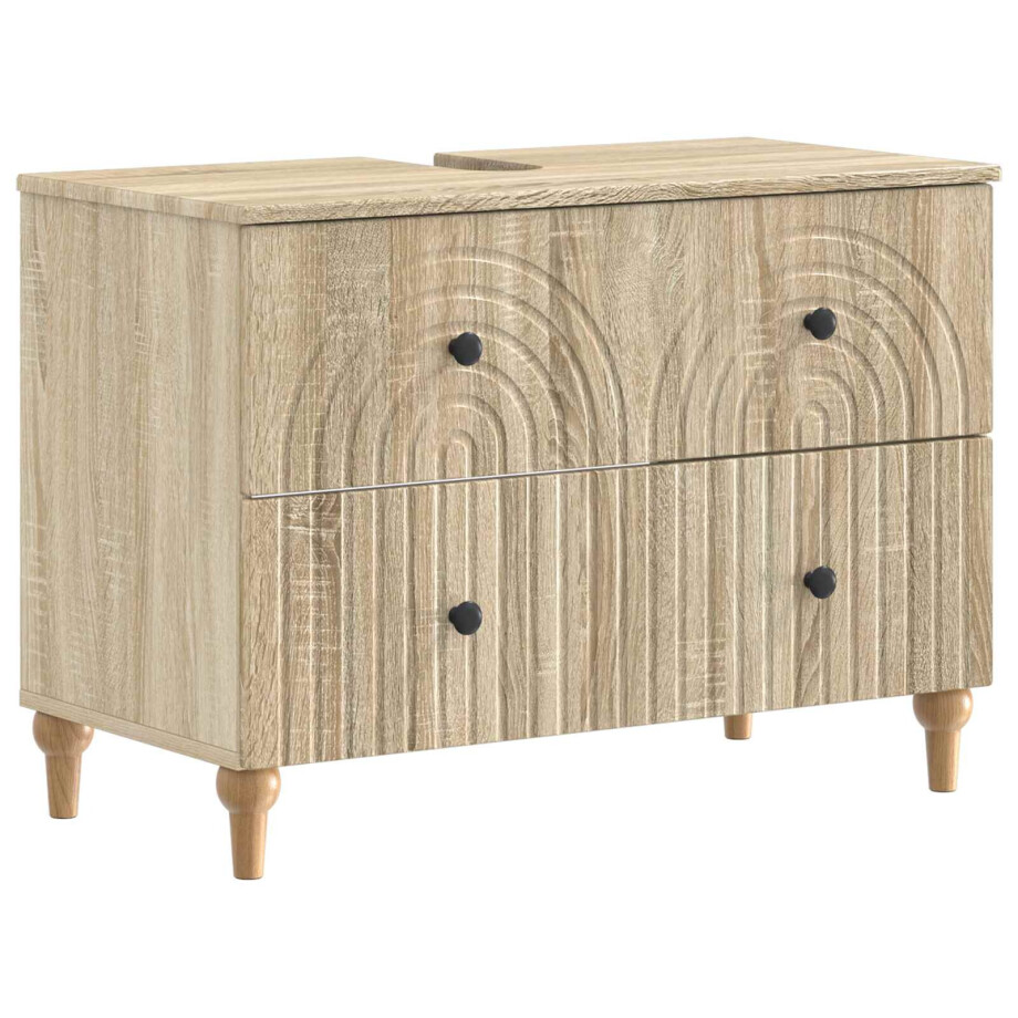 vidaXL Badkamer wastafelkast ALKMAAR Sonoma Eiken 82 x 41 x 59 cm vidaXL Badkamer wastafelkast ALKMAAR Sonoma Eiken 82 x 41 x 59 cm afbeelding 1