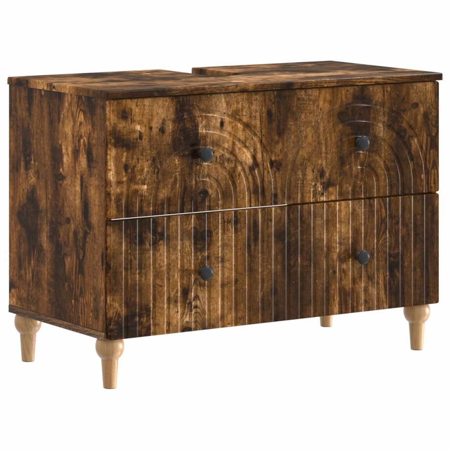vidaXL Badkamer wastafelkast ALKMAAR Gerookt eiken 82 x 41 x 59 cm vidaXL Badkamer wastafelkast ALKMAAR Gerookt eiken 82 x 41 x 59 cm afbeelding 1