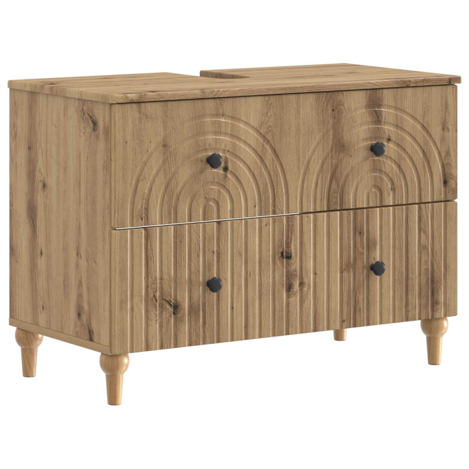 vidaXL Badkamer wastafelkast ALKMAAR Artisanaal eiken 82 x 41 x 59 cm afbeelding 1