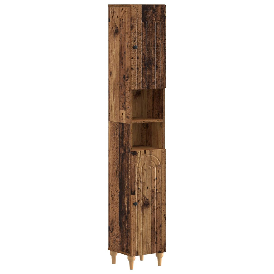 vidaXL Badkamerkast met Open Plank ALKMAAR Oud hout 30 x 31 x 190 cm vidaXL Badkamerkast met Open Plank ALKMAAR Oud hout 30 x 31 x 190 cm afbeelding 1