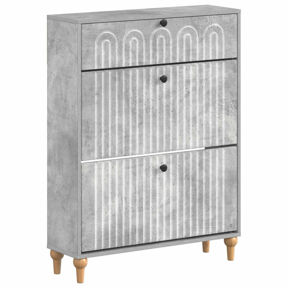 vidaXL Schoenenkast ALKMAAR 78 x 24 x 103 cm Bewerkt hout Betongrijs afbeelding 1
