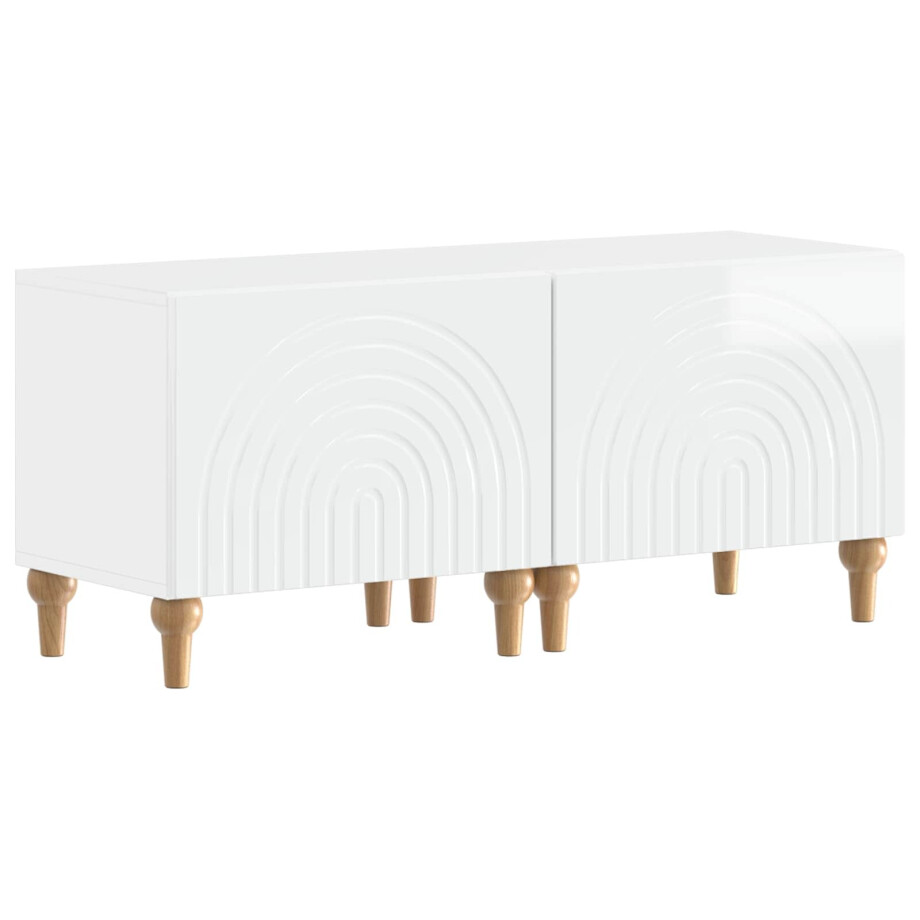 vidaXL Tv-meubel Hoogglans Wit Bewerkt hout vidaXL Tv-meubel Hoogglans Wit Bewerkt hout afbeelding 1