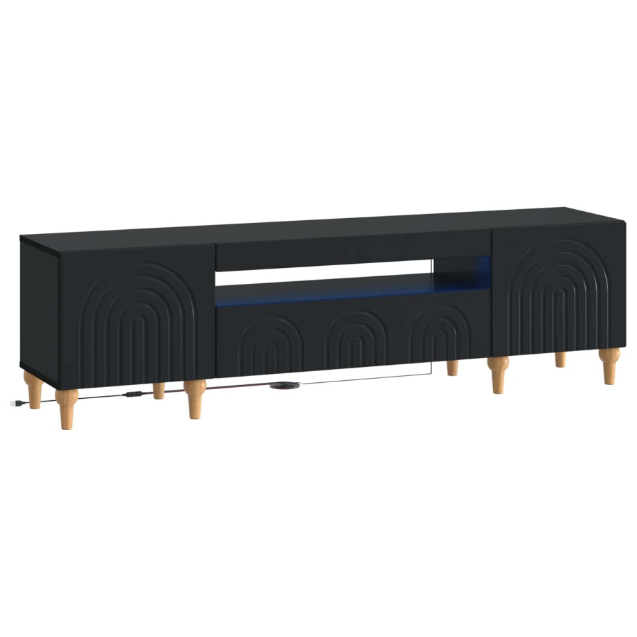 vidaXL LED tv-meubel Zwart Bewerkt hout afbeelding 1