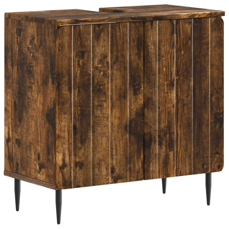 vidaXL Badkamer wastafelkast ZWOLLE Gerookt eiken 59,5 x 31,5 x 59 cm vidaXL Badkamer wastafelkast ZWOLLE Gerookt eiken 59,5 x 31,5 x 59 cm afbeelding 1