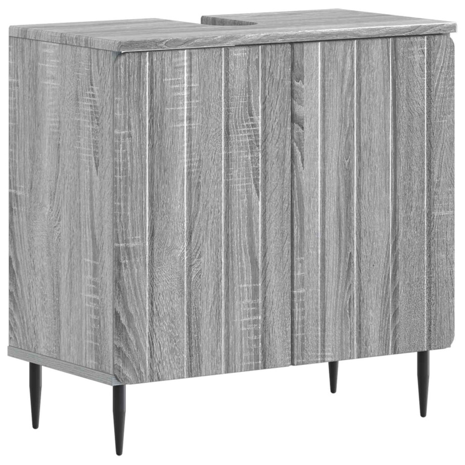 vidaXL Badkamer wastafelkast ZWOLLE Grijs Sonoma 59,5 x 31,5 x 59 cm vidaXL Badkamer wastafelkast ZWOLLE Grijs Sonoma 59,5 x 31,5 x 59 cm afbeelding 1