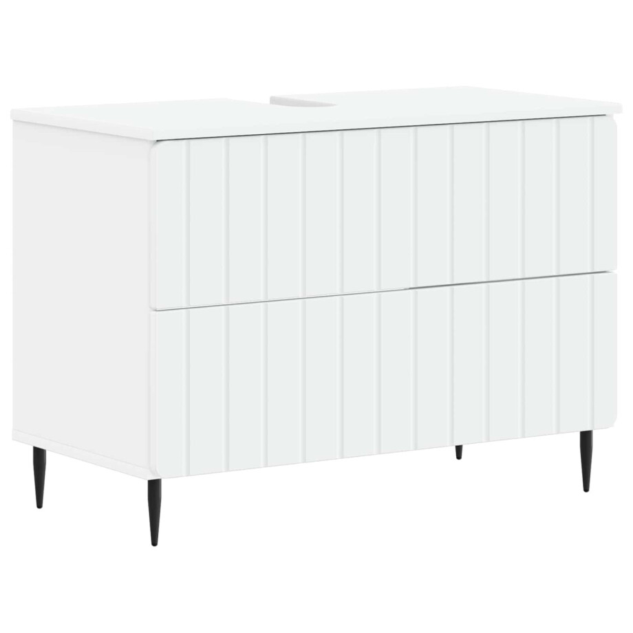 vidaXL Badkamer wastafelkast ZWOLLE Wit 82 x 41 x 58,5 cm Bewerkt hout afbeelding 1