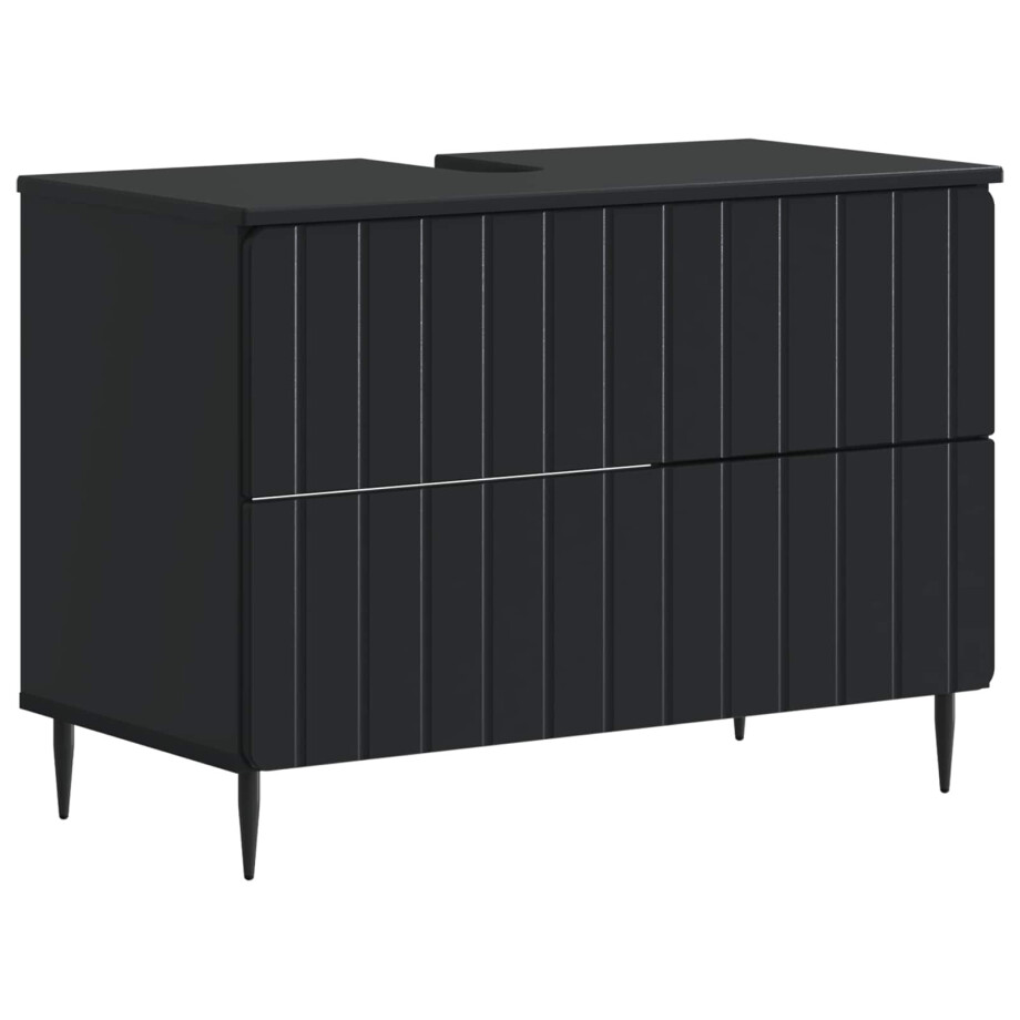vidaXL Badkamer wastafelkast ZWOLLE Zwart 82 x 41 x 58,5 cm vidaXL Badkamer wastafelkast ZWOLLE Zwart 82 x 41 x 58,5 cm afbeelding 1