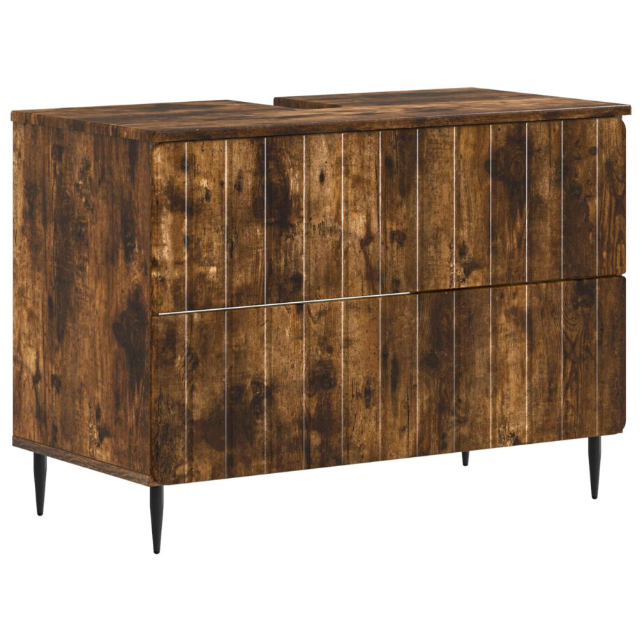 vidaXL Badkamer wastafelkast ZWOLLE Gerookt eiken 82 x 41 x 58,5 cm vidaXL Badkamer wastafelkast ZWOLLE Gerookt eiken 82 x 41 x 58,5 cm afbeelding 1