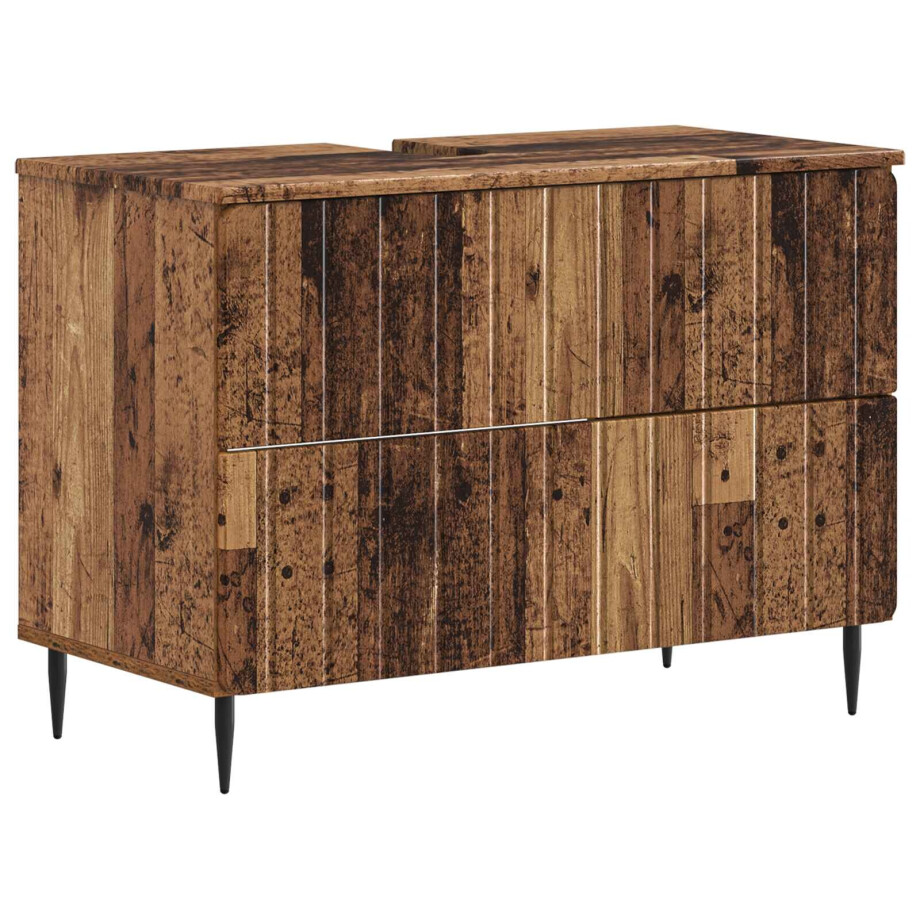 vidaXL Badkamer wastafelkast ZWOLLE Oud hout 82 x 41 x 58,5 cm afbeelding 1