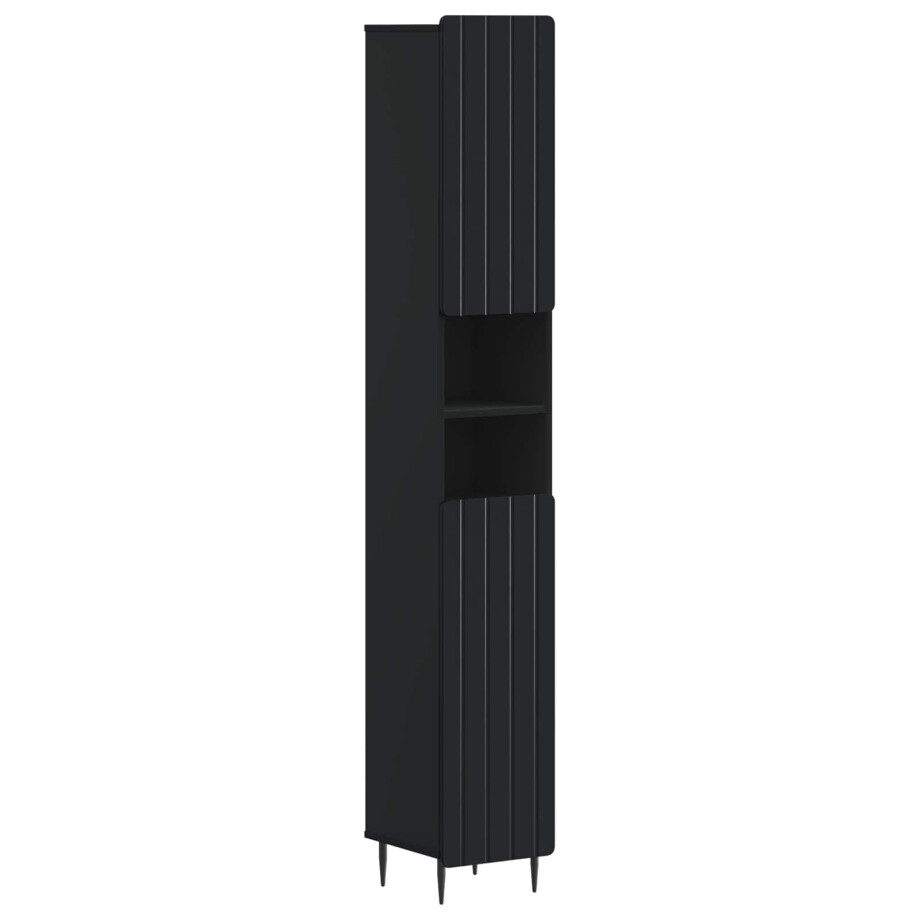 vidaXL Badkamerkast met Open Plank ZWOLLE Zwart 30 x 31 x 189,5 cm afbeelding 1