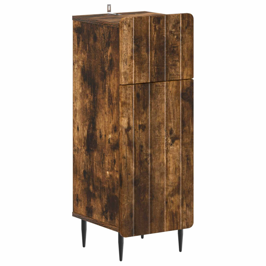 vidaXL Badkamer Opbergkast ZWOLLE Gerookt eiken 30 x 31 x 79,5 cm afbeelding 1