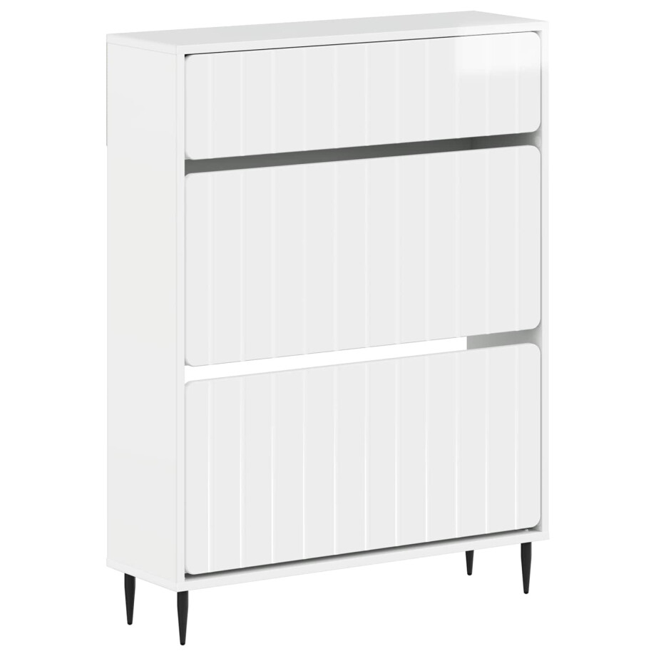 vidaXL Schoenenkast ZWOLLE 78 x 24 x 103 cm Bewerkt hout Hoogglans Wit afbeelding 1