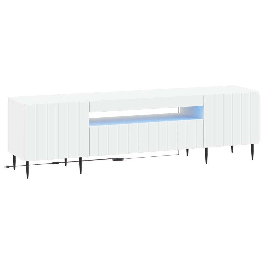 vidaXL LED tv-meubel Wit Bewerkt hout vidaXL LED tv-meubel Wit Bewerkt hout afbeelding 1