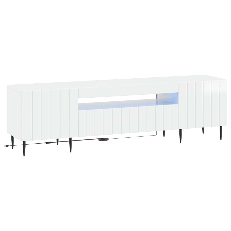 vidaXL LED tv-meubel Hoogglans Wit Bewerkt hout vidaXL LED tv-meubel Hoogglans Wit Bewerkt hout afbeelding 1